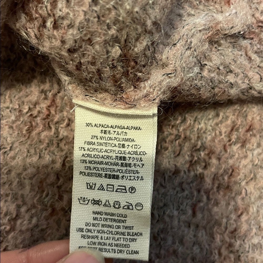 Free People V-Neck Sweater in Pink and Gray alpaca mohair oversized boho - Picture 3 of 5